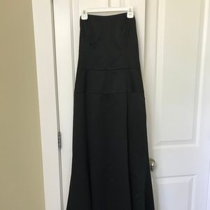Black Nicole Miller strapless bridesmaids dress